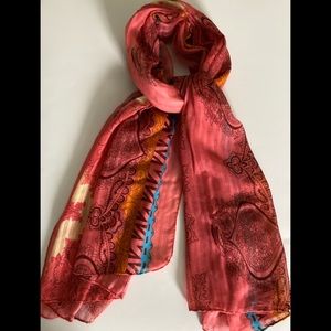 🛍 Paisley & Pattern Long Scarf, Orange